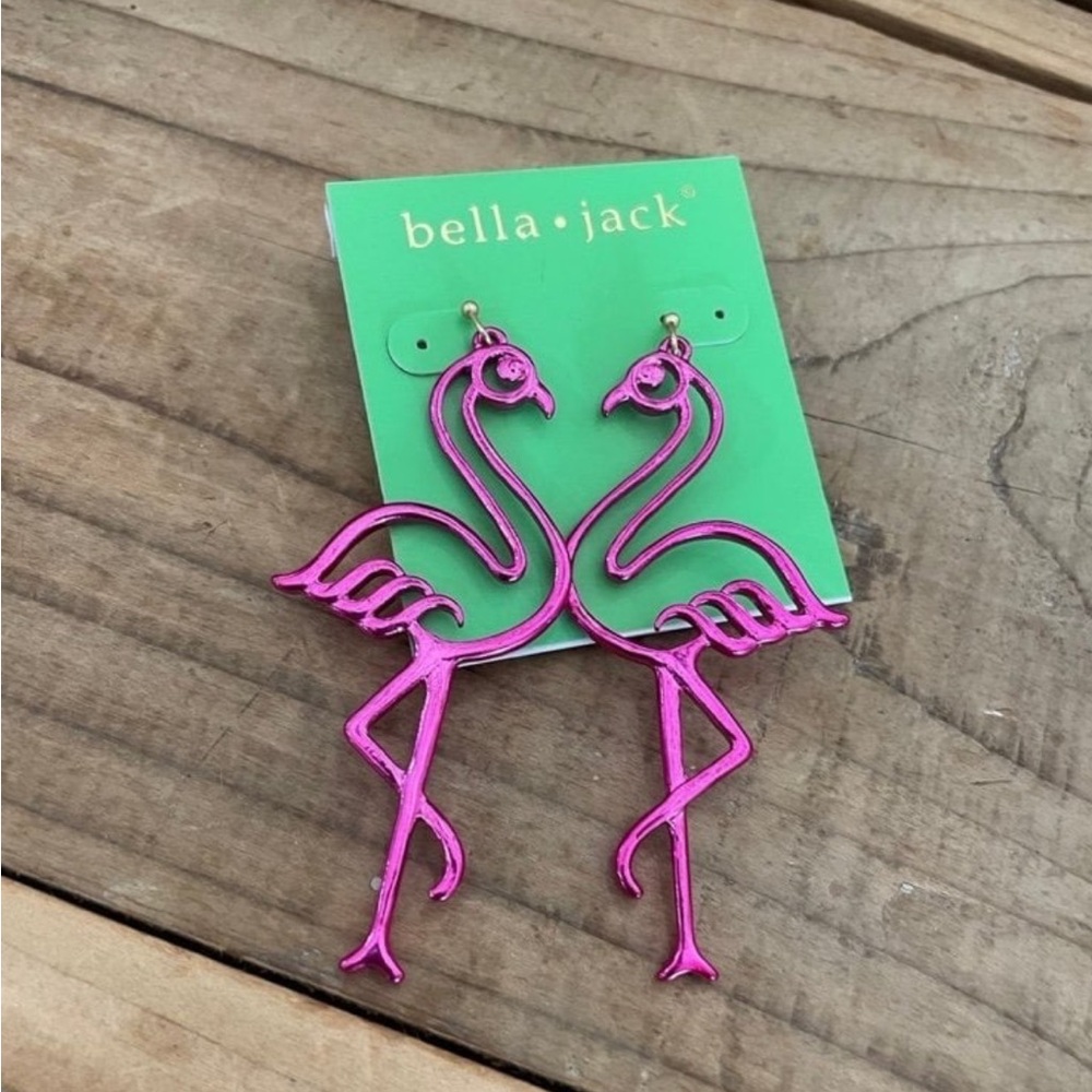 BELLAJACK HOT PINK METAL STANDING FLAMINGO EARRINGS 
BRAND NEW